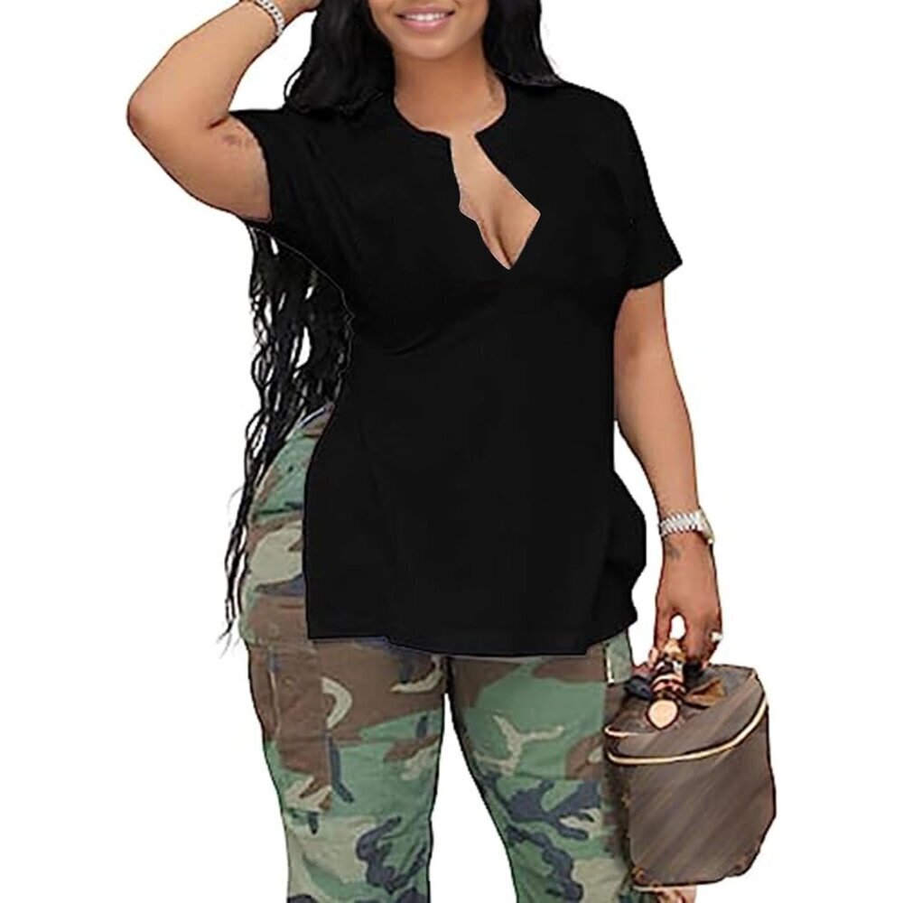 Women's Tie Dye Short Sleeve Asymmetrical Shirt 3X Large Casual Top